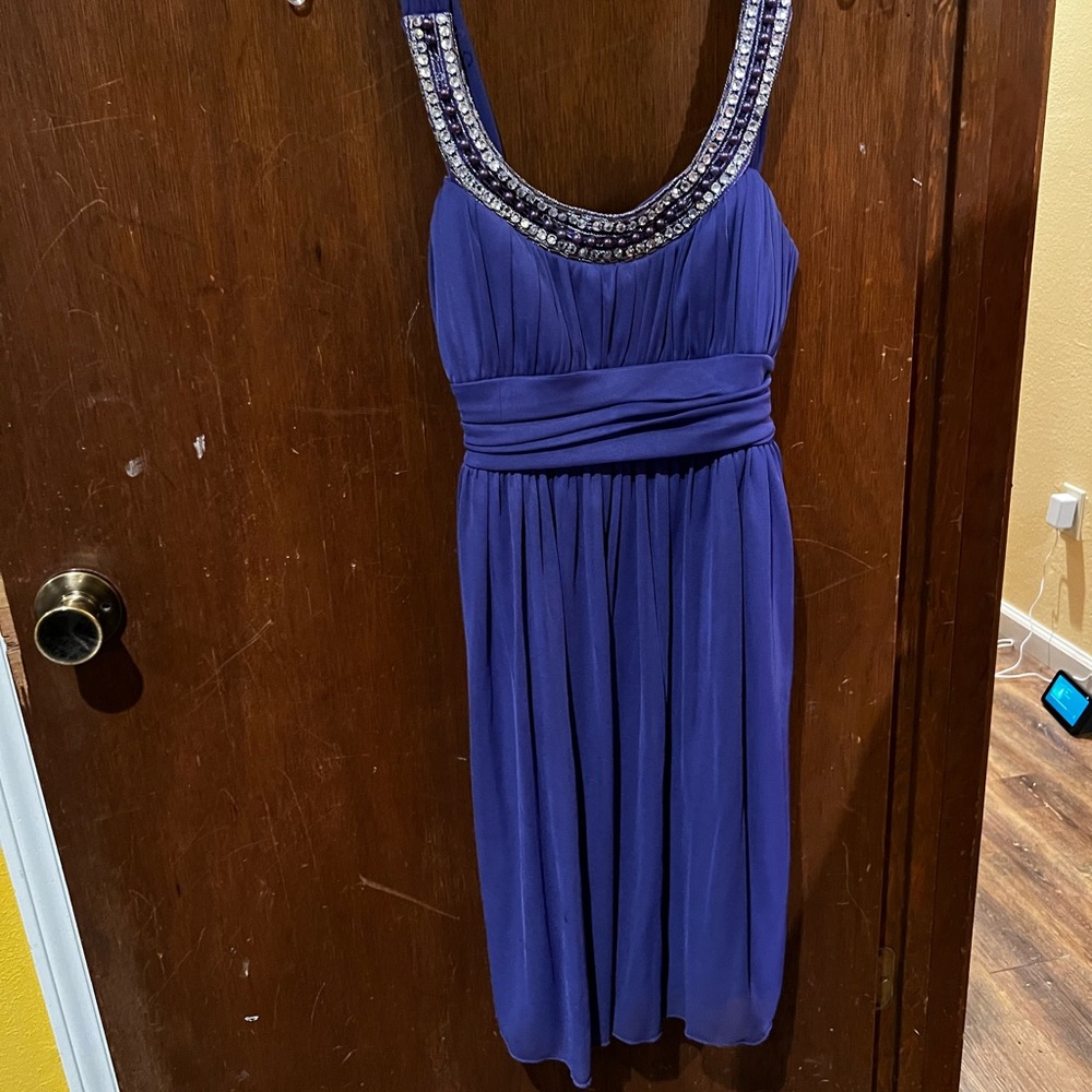 Purple jewel neck line cocktail dress